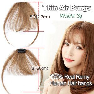 REMY 100% Human Hair Clip-in Bangs w/Wispy Temples